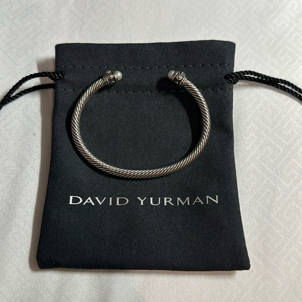 David Yurman Renaissance Bracelet in Sterling Silver w/ Pearls & 18K Yellow Gold